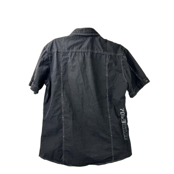 7 Diamonds Men's Large Utility Flap Pocket Casual Snap Front Short Sleeve Shirt - Picture 2 of 13